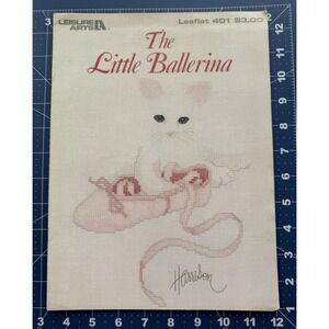 THE LITTLE BALLERINA by Leisure Arts Counted Cross Stitch Leaflet Kitten Cats